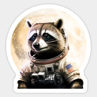 Astronaut Raccoon on the moon Sticker